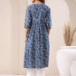 Janasya Dark Cotton Floral A-Line Kurta - Swadesiicart
