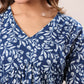 Janasya Dark Cotton Floral A-Line Kurta - Swadesiicart