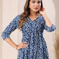 Janasya Dark Cotton Floral A-Line Kurta - Swadesiicart