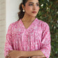 Janasya Light Cotton Floral Empire Kurta - Swadesiicart