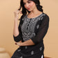 Janasya Black Weightless Georgette Embroidered Kurta - Swadesiicart