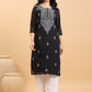 Janasya Black Weightless Georgette Embroidered Kurta - Swadesiicart
