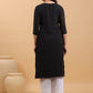 Janasya Black Weightless Georgette Embroidered Kurta - Swadesiicart