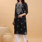 Janasya Black Weightless Georgette Embroidered Kurta - Swadesiicart