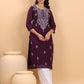 Janasya Purple Weightless Georgette Embroidered Kurta - Swadesiicart