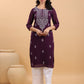 Janasya Purple Weightless Georgette Embroidered Kurta - Swadesiicart