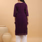 Janasya Purple Weightless Georgette Embroidered Kurta - Swadesiicart