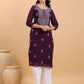 Janasya Purple Weightless Georgette Embroidered Kurta - Swadesiicart