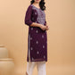 Janasya Purple Weightless Georgette Embroidered Kurta - Swadesiicart