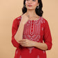 Janasya Maroon Weightless Georgette Embroidered Kurta - Swadesiicart