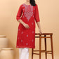 Janasya Maroon Weightless Georgette Embroidered Kurta - Swadesiicart