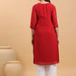 Janasya Maroon Weightless Georgette Embroidered Kurta - Swadesiicart