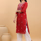 Janasya Maroon Weightless Georgette Embroidered Kurta - Swadesiicart