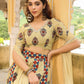 Janasya Beige Cambric Ethnic Motifs Lehenga Choli Dupatta | Swadesiicart
