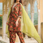 Janasya Olive Velvet Floral Set | Swadesiicart