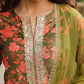 Janasya Olive Velvet Floral Set | Swadesiicart