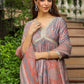 Janasya Grey Chiffon Ethnic Motifs Set | Swadesiicart