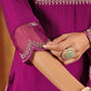 Janasya Purple Premium Chinnon Embroidered Kurta,Bottom & Dupatta | Swadesiicart