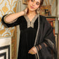 Janasya Black Velvet Embroidered Kurta,Bottom & Dupatta | Swadesiicart