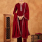 Janasya Maroon Velvet Embroidered Kurta,Bottom & Dupatta | Swadesiicart