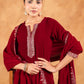 Janasya Maroon Velvet Embroidered Kurta,Bottom & Dupatta | Swadesiicart