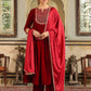Janasya Maroon Velvet Embroidered Kurta,Bottom & Dupatta | Swadesiicart