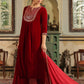 Janasya Maroon Velvet Embroidered Kurta,Bottom & Dupatta | Swadesiicart