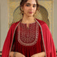 Janasya Maroon Velvet Embroidered Kurta,Bottom & Dupatta | Swadesiicart