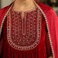 Janasya Maroon Velvet Embroidered Kurta,Bottom & Dupatta | Swadesiicart