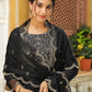Janasya Black Premium Chinnon Embroidered Kurta,Bottom & Dupatta | Swadesiicart