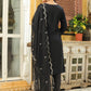 Janasya Black Premium Chinnon Embroidered Kurta,Bottom & Dupatta | Swadesiicart