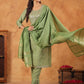 Janasya Sage Premium Chinnon Embroidered Kurta,Bottom & Dupatta | Swadesiicart