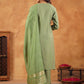 Janasya Sage Premium Chinnon Embroidered Kurta,Bottom & Dupatta | Swadesiicart