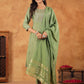 Janasya Sage Premium Chinnon Embroidered Kurta,Bottom & Dupatta | Swadesiicart
