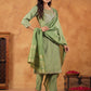Janasya Sage Premium Chinnon Embroidered Kurta,Bottom & Dupatta | Swadesiicart