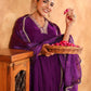 Janasya Purple Velvet Embroidered Kurta,Bottom & Dupatta | Swadesiicart