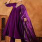 Janasya Purple Velvet Embroidered Kurta,Bottom & Dupatta | Swadesiicart