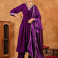Janasya Purple Velvet Embroidered Kurta,Bottom & Dupatta | Swadesiicart