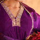 Janasya Purple Velvet Embroidered Kurta,Bottom & Dupatta | Swadesiicart