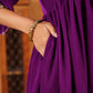 Janasya Purple Velvet Embroidered Kurta,Bottom & Dupatta | Swadesiicart