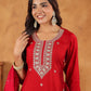 Janasya Dark Chanderi Embroidered Straight Kurta Set | Swadesiicart