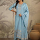 Janasya Light Chanderi Embroidered Straight Kurta Set | Swadesiicart