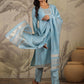 Janasya Light Chanderi Embroidered Straight Kurta Set | Swadesiicart