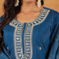 Janasya Dark Chanderi Embroidered Straight Kurta Set | Swadesiicart