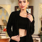 Janasya Black Velvet Solid Top,Bottom & Jacket | Swadesiicart