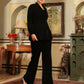 Janasya Black Velvet Solid Top,Bottom & Jacket | Swadesiicart