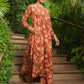 Janasya Brown Weightless Georgette Floral Kurta, pant & Jacket | Swadesiicart