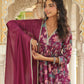 Janasya Purple Weightless Georgette Printed Kurta,Bottom & Dupatta | Swadesiicart