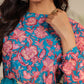 Janasya Teal Weightless Georgette Floral Kurta,Bottom & Dupatta | Swadesiicart