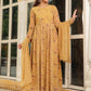 Janasya Mustard Georgette Floral Kurta,Bottom & Dupatta | Swadesiicart
